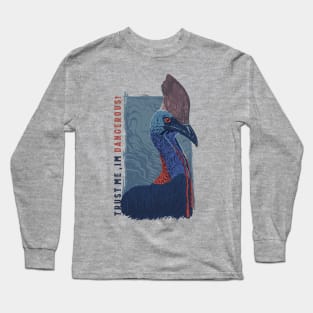 exotic cassowary bird illustration Long Sleeve T-Shirt